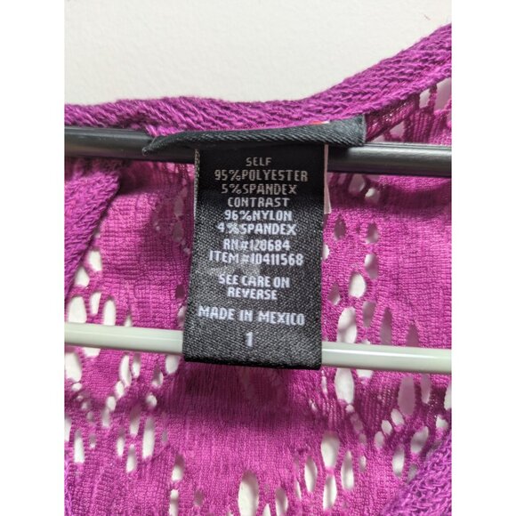 Torrid Purple Lace Back Tank Top Polyester Spandex Sleeveless Size 1 - Picture 6 of 8